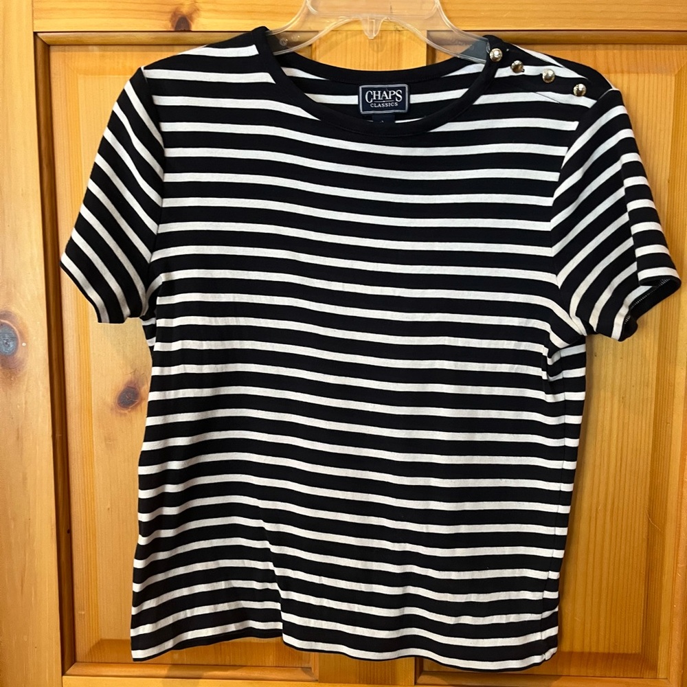 Chaps classic navy and white striped tee